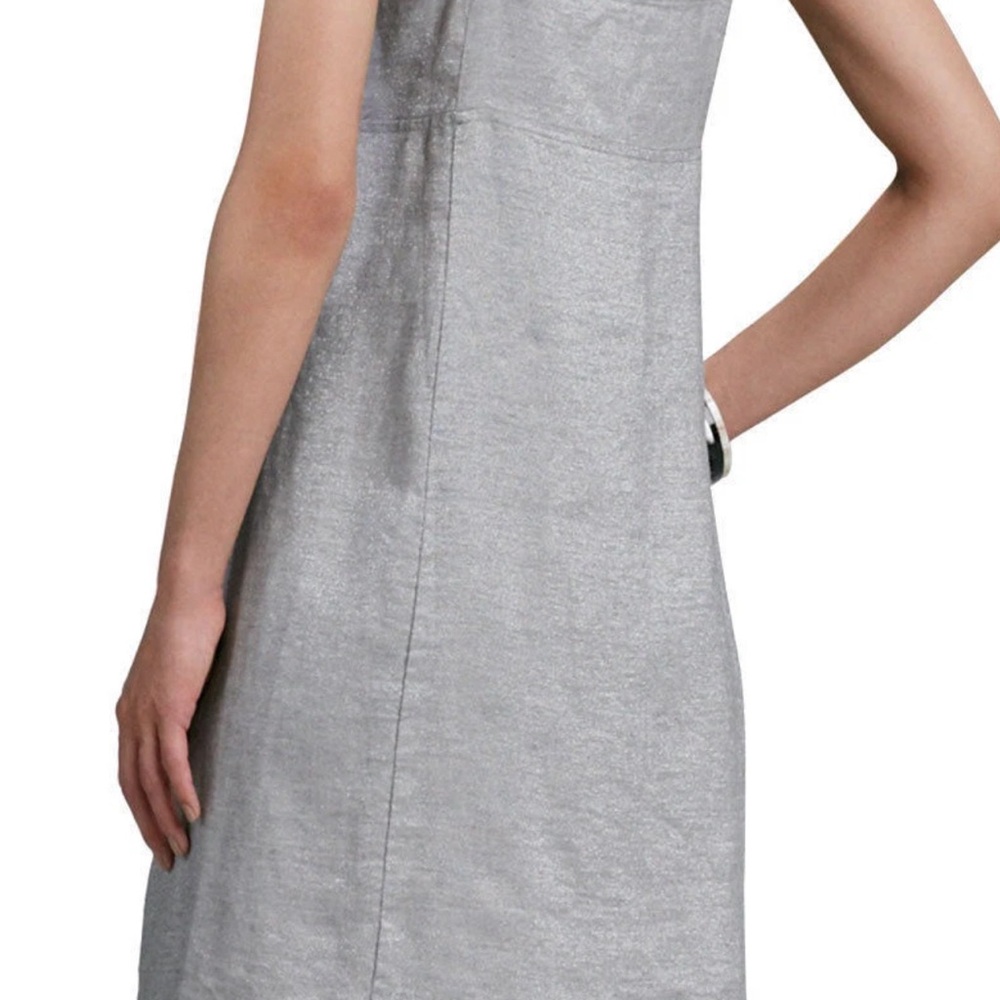Eileen Fisher sparkly silver grey linen dress S - Picture 4 of 14